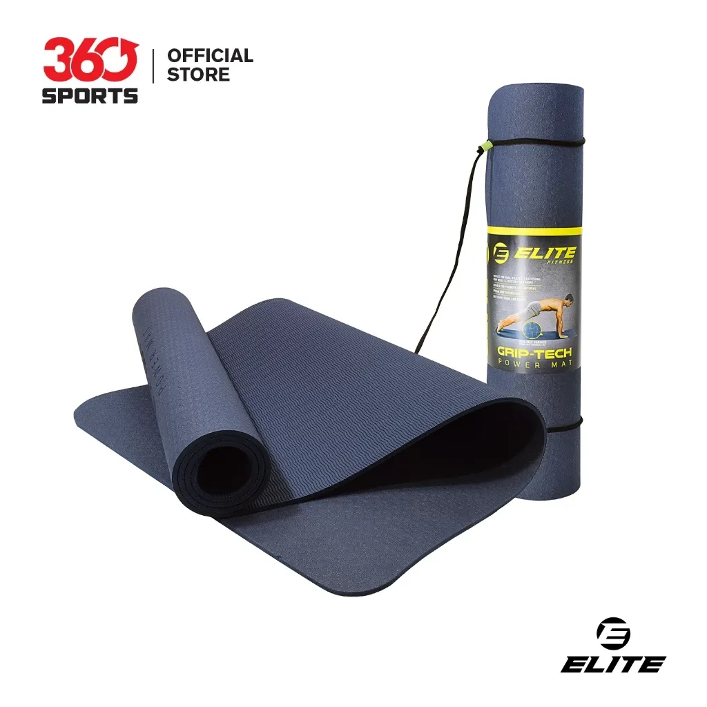 Elite Grip-Tech 6mm TPE yoga mat rolled out, showing the textured grip surface