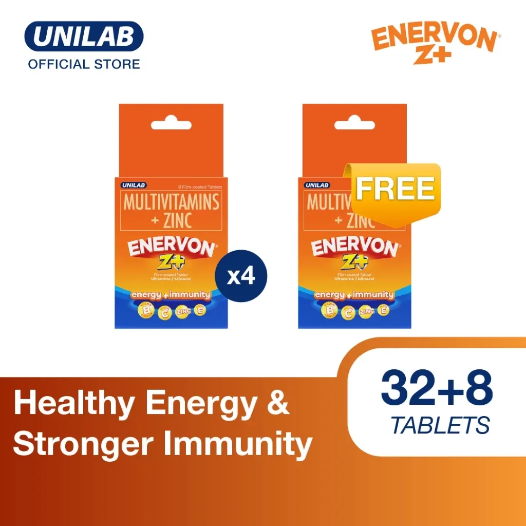 Unilab Enervon Z+ multivitamin tablet strip, 8-tablet trial pack