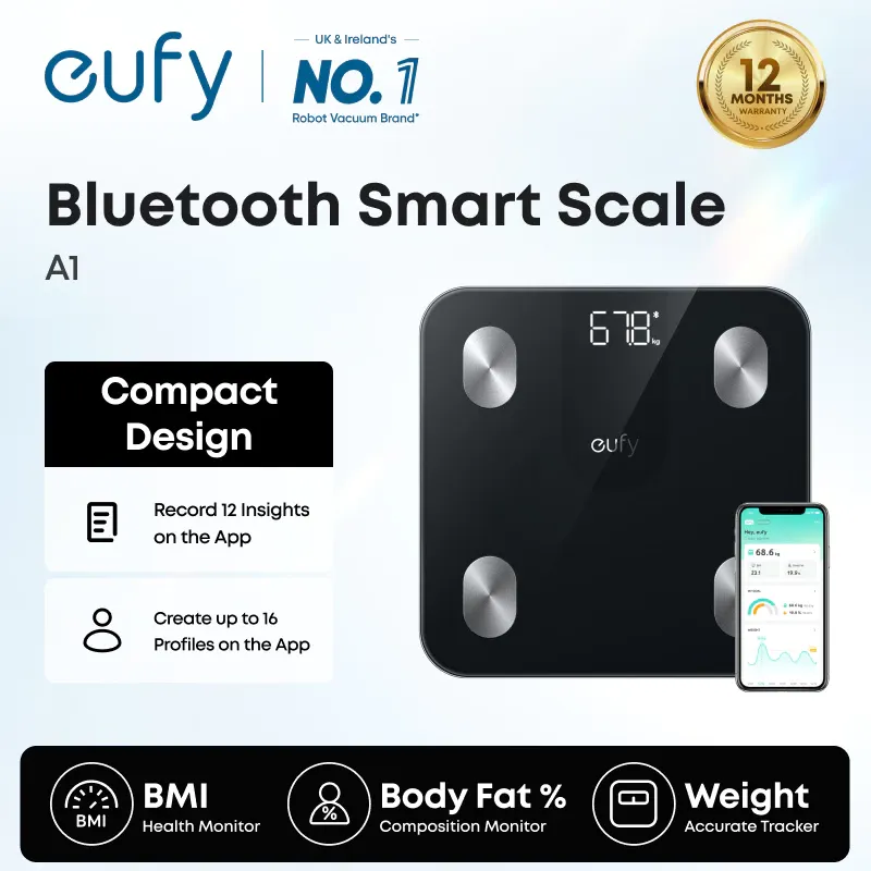 eufy Smart Scale A1 digital bathroom scale, black