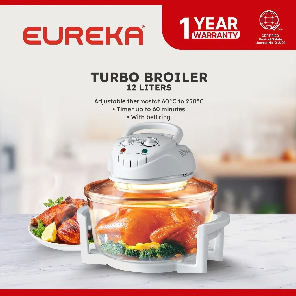 Eureka EHTB-12L turbo broiler with glass bowl and extender ring
