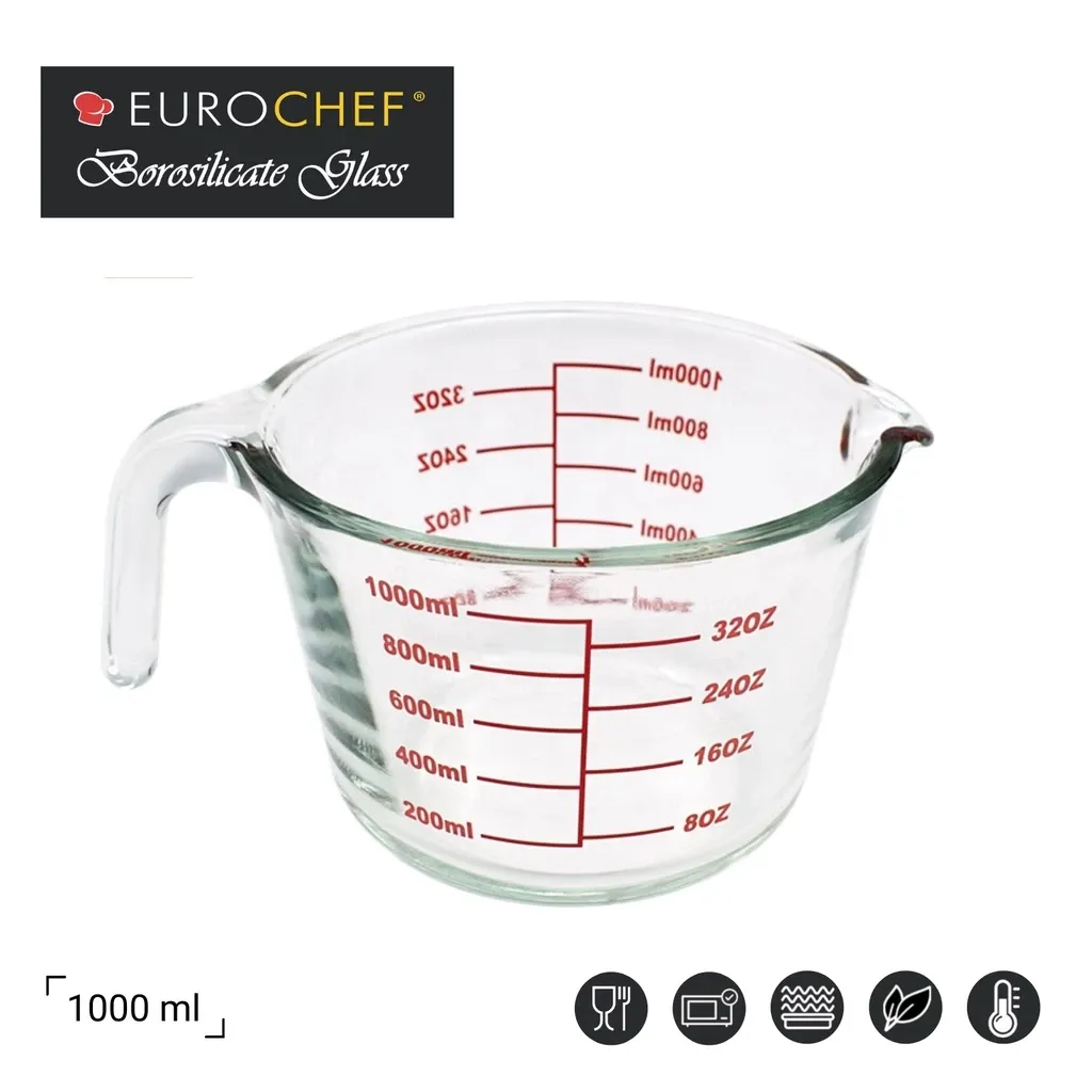 Eurochef 9100 1L Borosilicate Glass Measuring Cup, product view