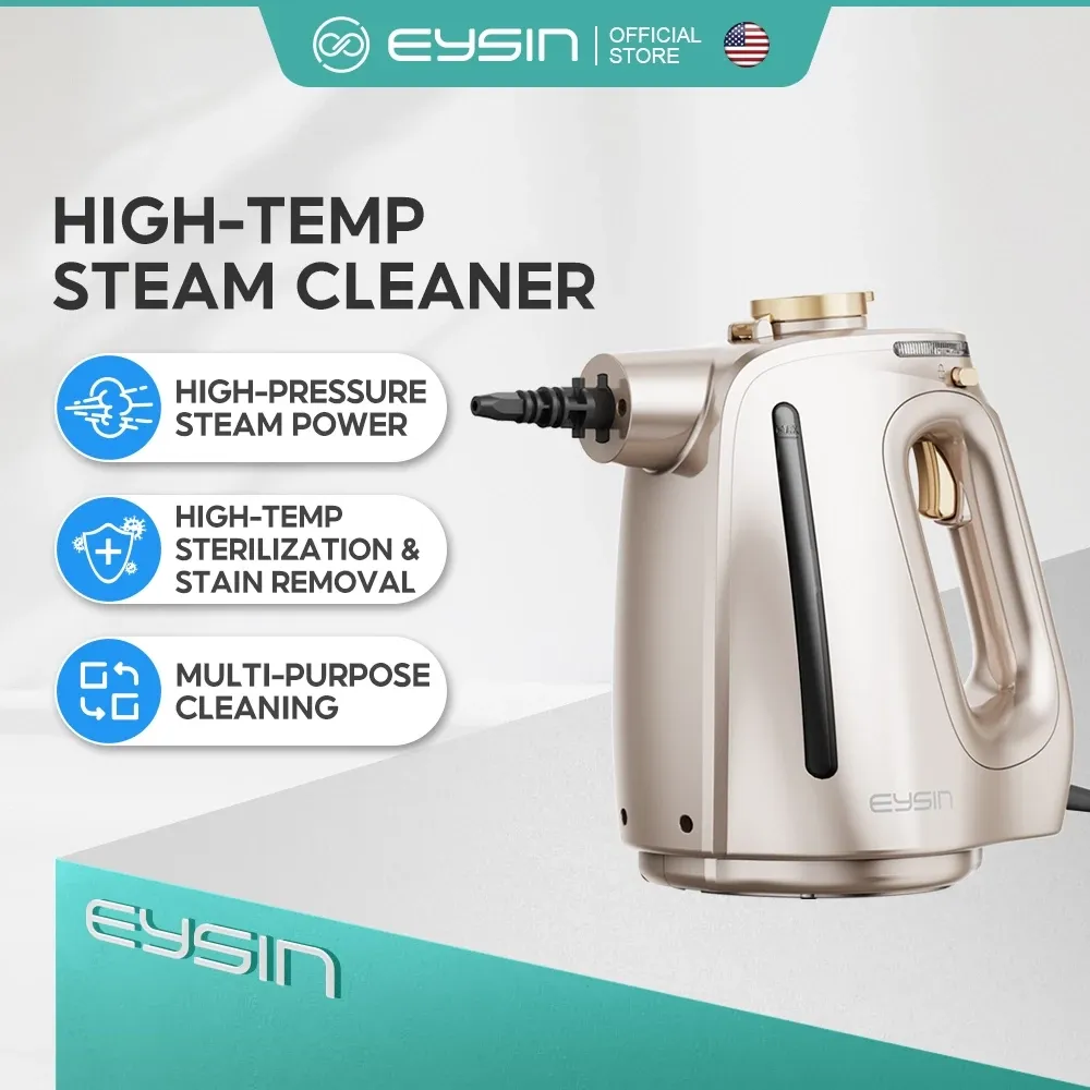 EYSIN SC20 handheld steam spray cleaner with nozzle attachments, angled view