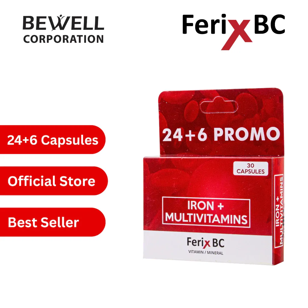 Ferix BC iron and multivitamin capsule bottle, 30-count promo pack