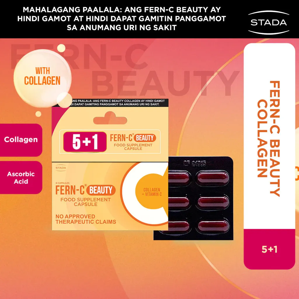 Fern-C Beauty Collagen and Vitamin C capsule trial pack, 5 plus 1 capsules