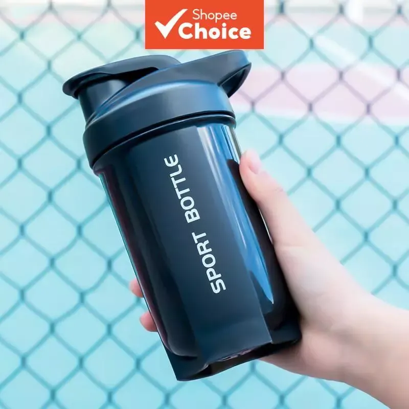 500ml protein shaker cup with 304 stainless steel mixing ball, front view