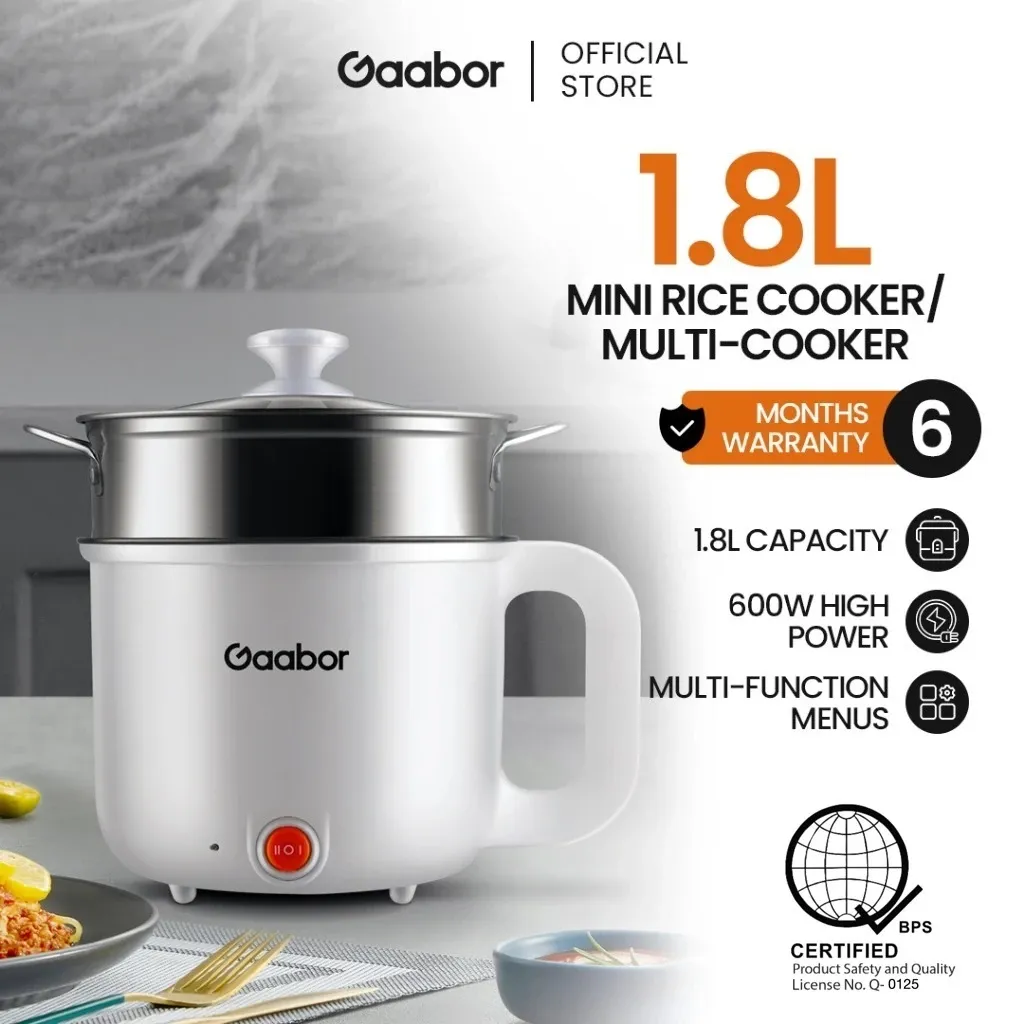 Gaabor Mini Rice Cooker Double Layer With Steamer 1.5L/1.8L/2L