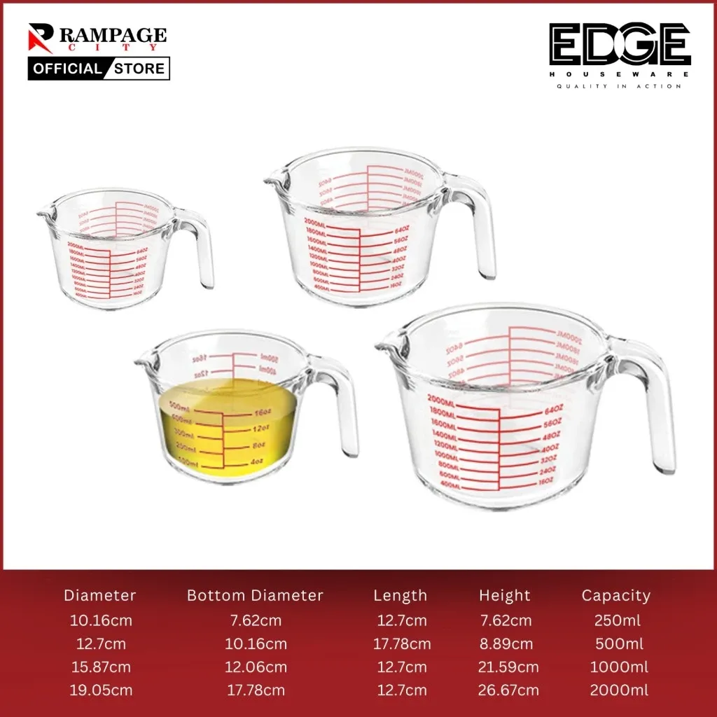 Generic Borosilicate Glass Wet and Dry Measuring Cup, product view