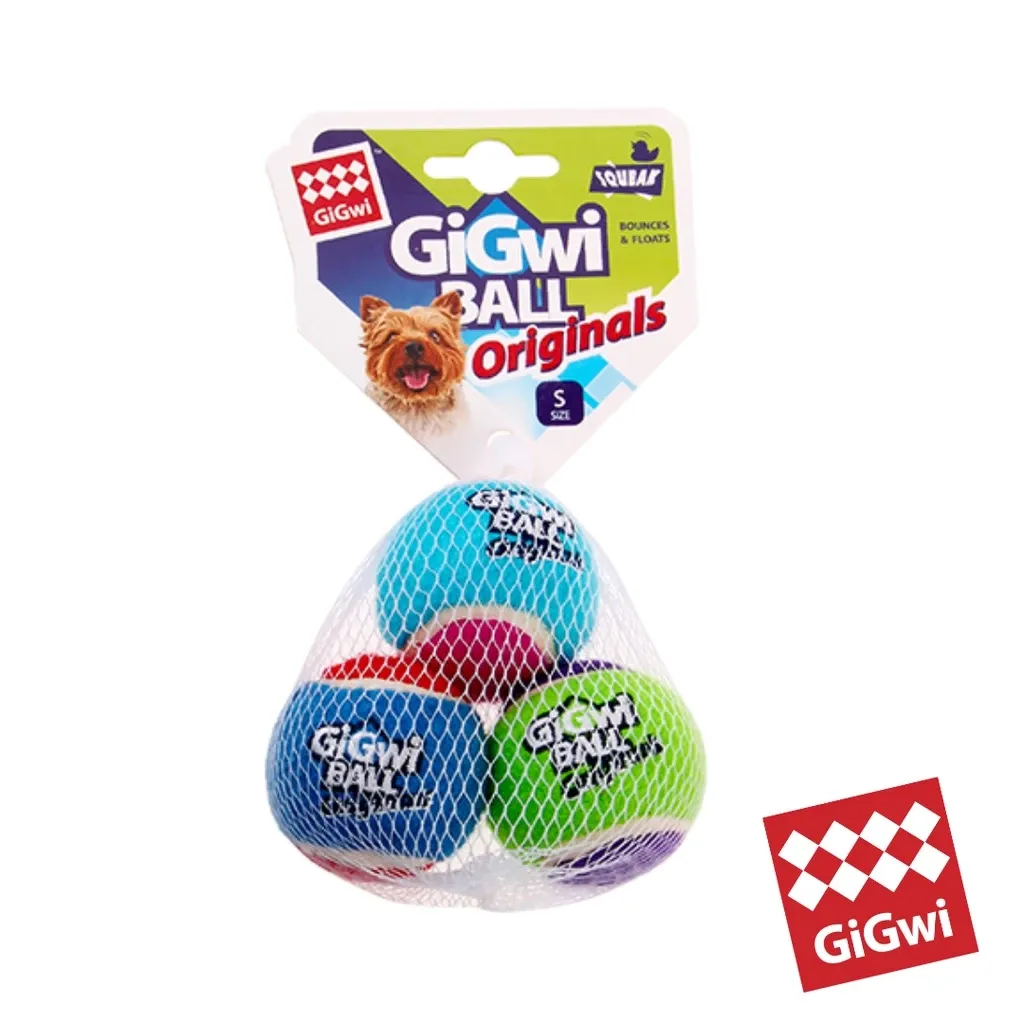 GiGwi 3-pack pet tennis balls for fetch, bright dog fetch balls