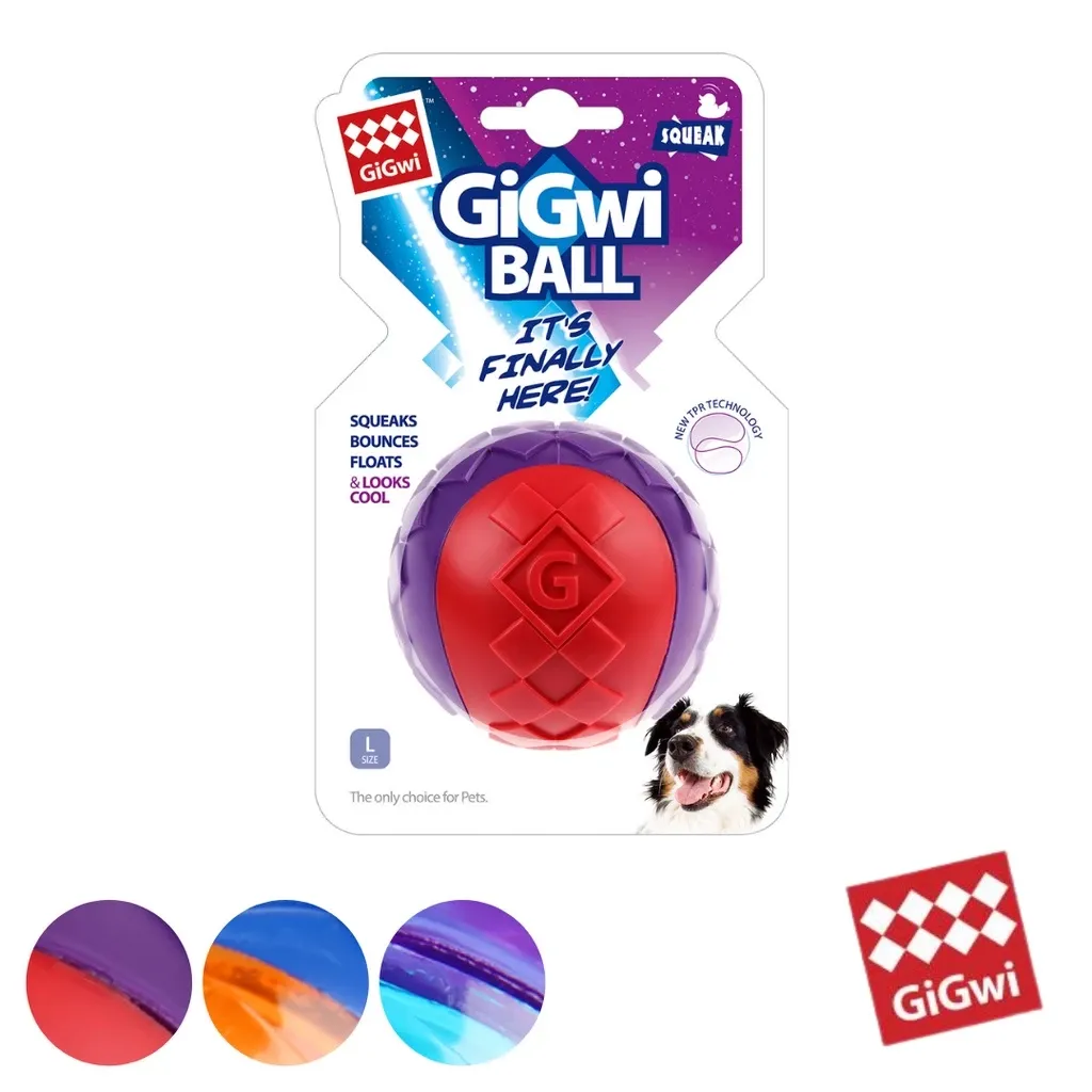 GiGwi interactive TPR squeaky ball, a durable bouncy fetch and chew dog toy