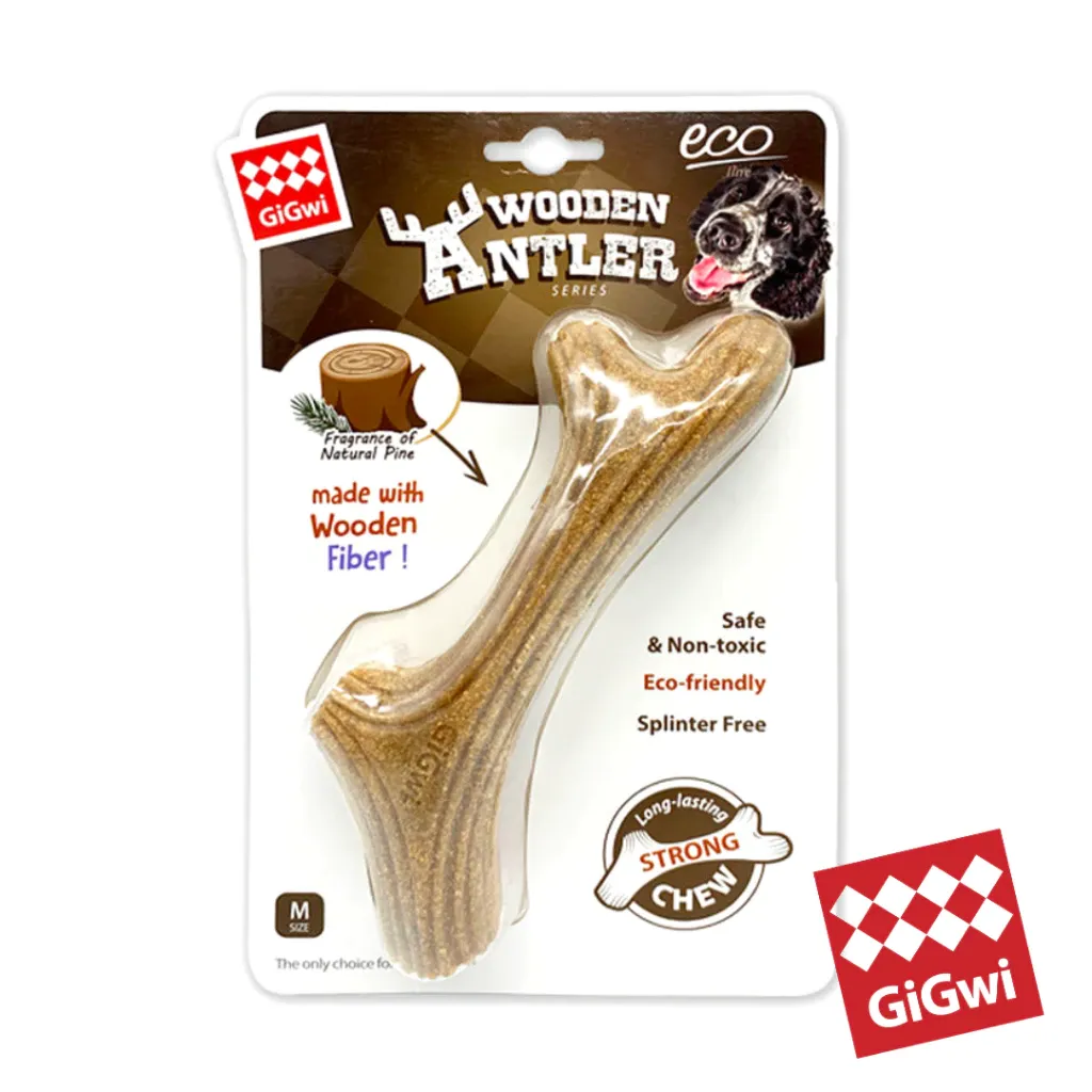 GiGwi Wooden Fiber antler-shaped chew toy for dogs