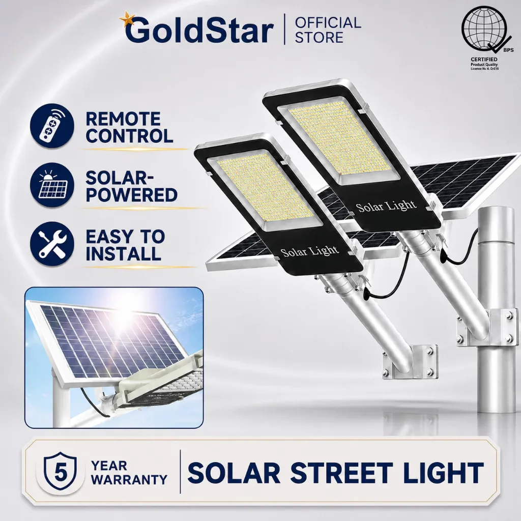 Gold Star IP67 LED solar street light with remote control and integrated panel