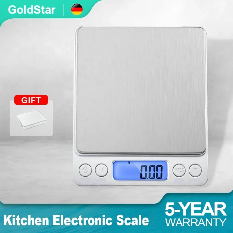 Gold Star digital food scale with weighing tray, product view