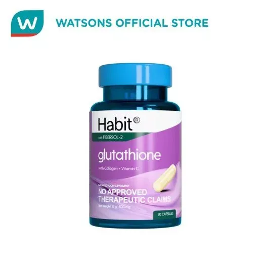 Habit Glutathione with Collagen and Vitamin C capsule bottle, 30-count, front view