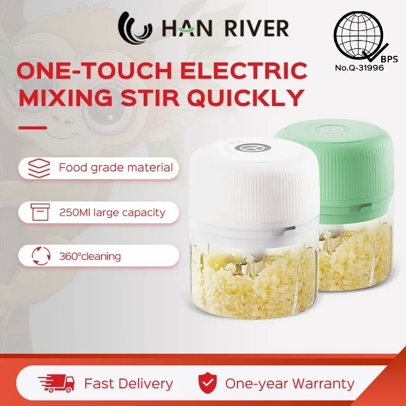 Han River 250ml USB rechargeable garlic chopper, front view