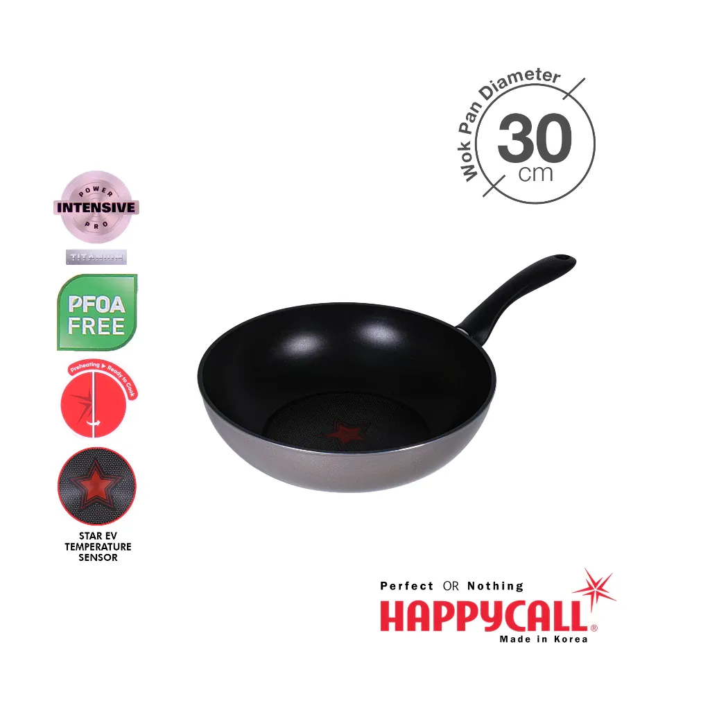 Happycall Optive Sensor 30cm non-stick induction wok, front view