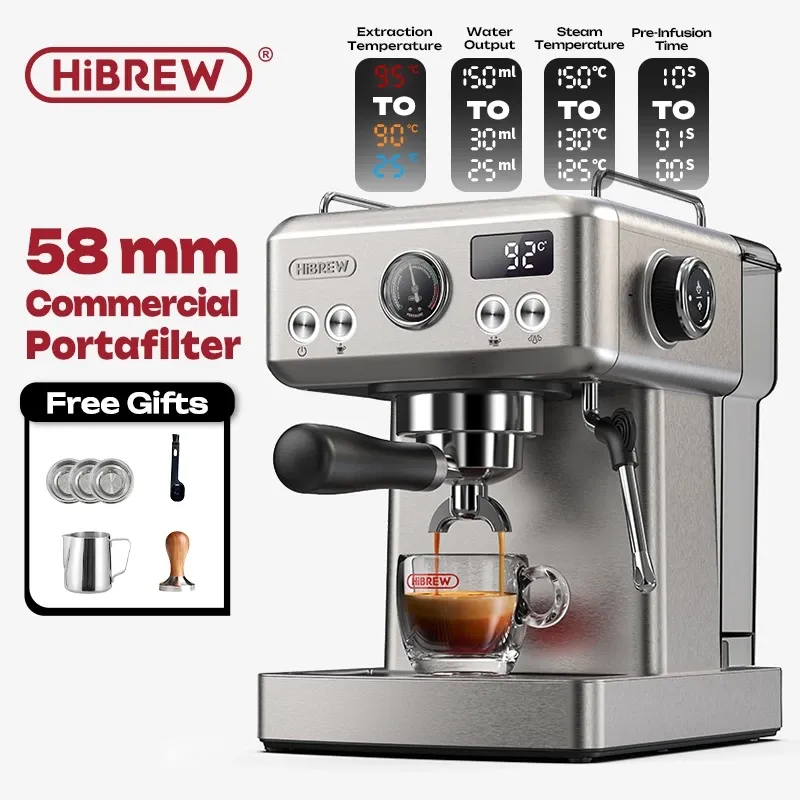 HiBREW H10A semi-automatic espresso machine with 58mm portafilter