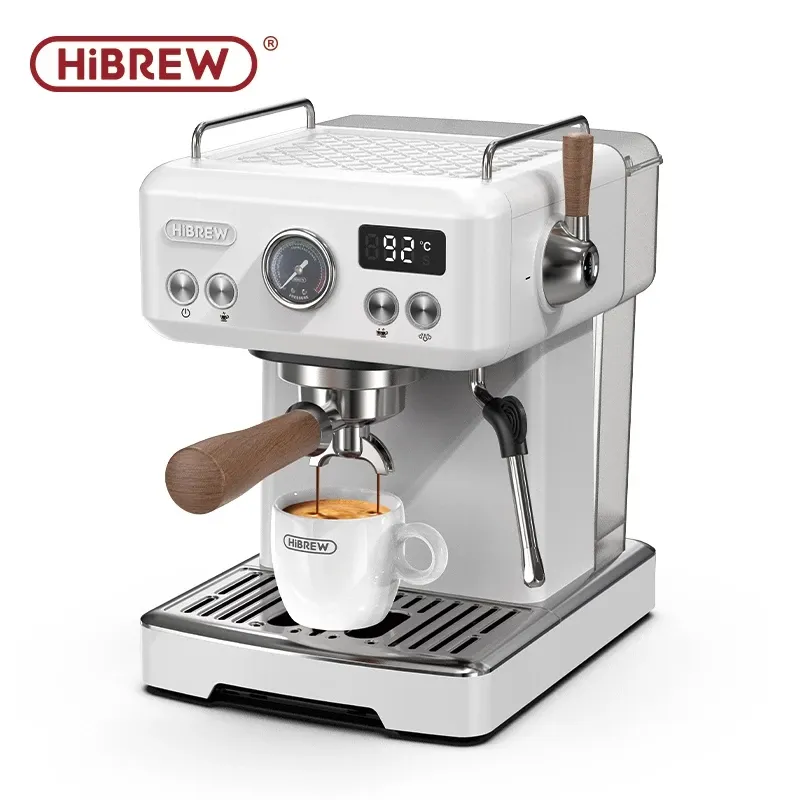 HiBREW H10Plus semi-automatic espresso machine with 58mm portafilter and pressure gauge