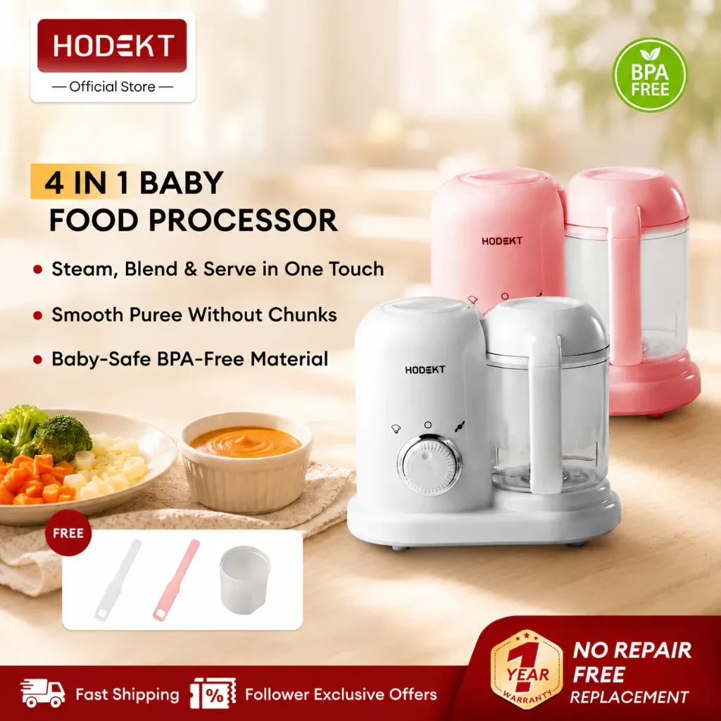 HODEKT 4-in-1 baby food processor with blender and steamer bowl