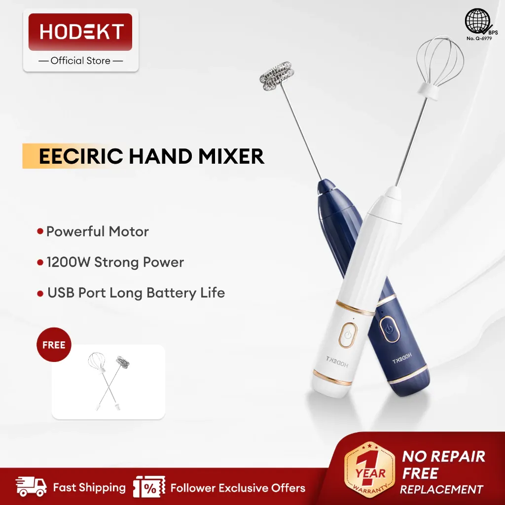 HODEKT electric hand mixer and whisk for baking and coffee