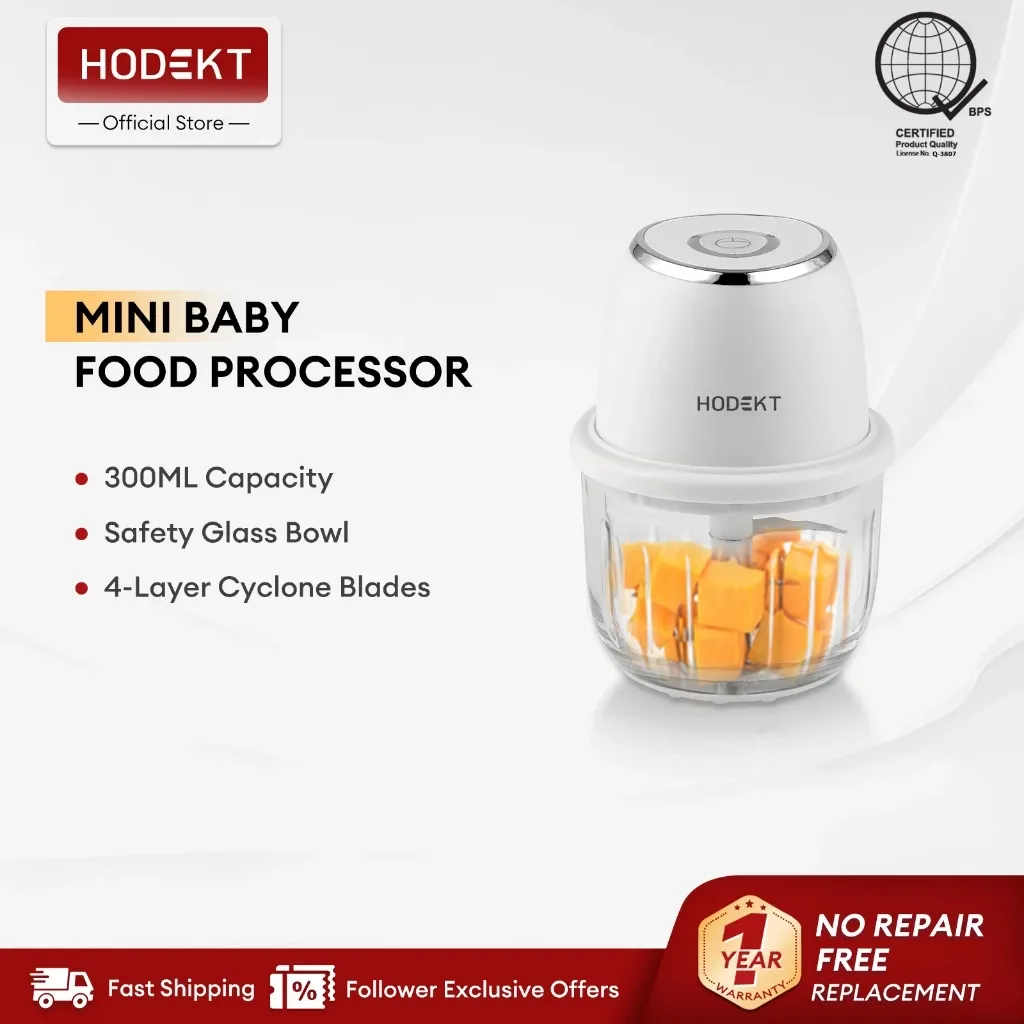 HODEKT mini baby food processor, meat and coffee grinder with glass jar