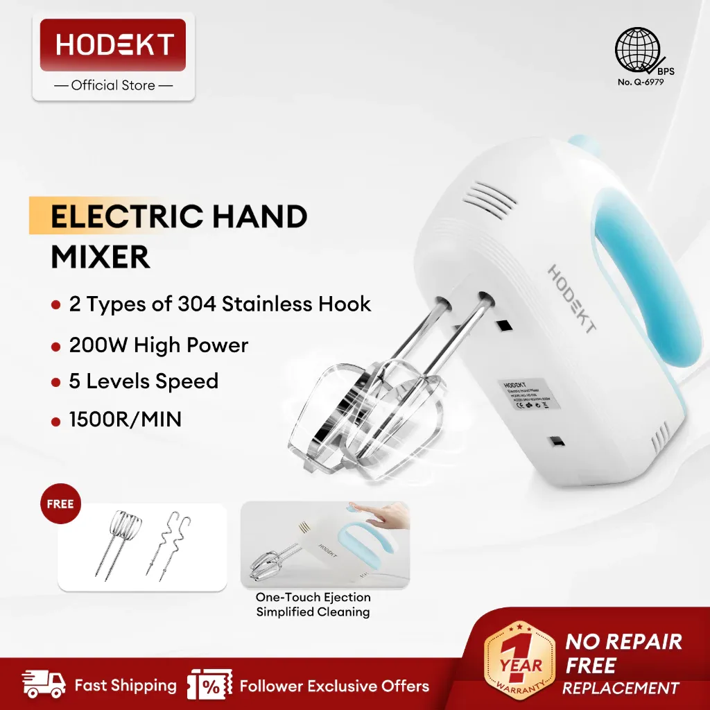 Hodekt 200W electric hand mixer with stainless steel beaters