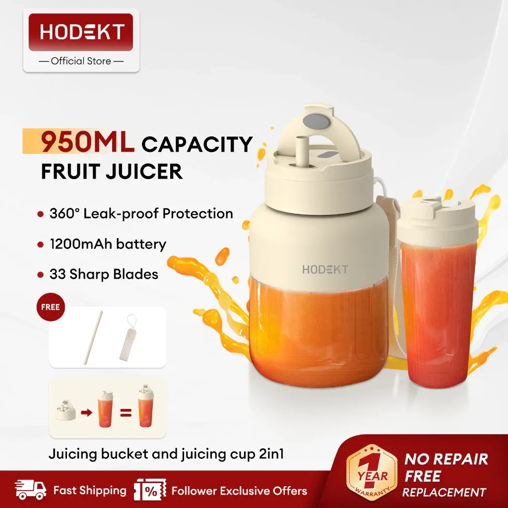HODEKT 950ml portable wireless blender with stainless steel blades