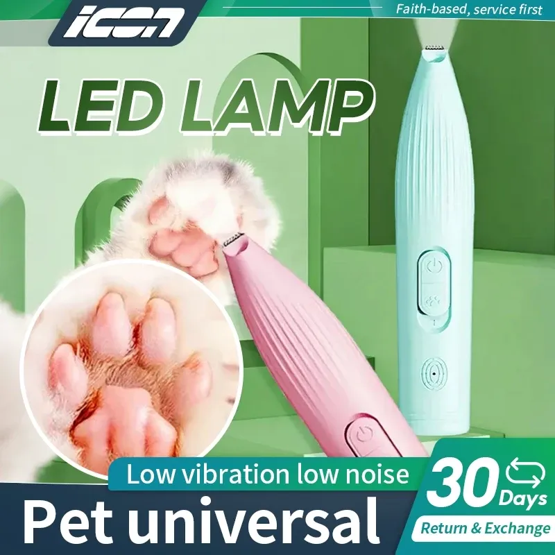ICON electric pet foot hair shaver and nail clipper set for cats and dogs, with accessories