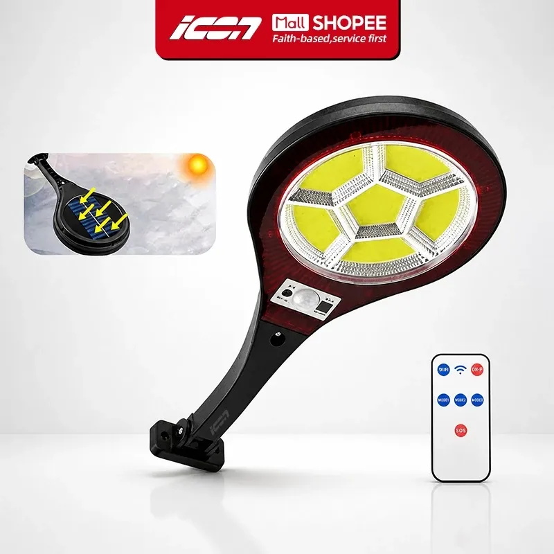 ICON solar street light sensor flood lamp with integrated panel