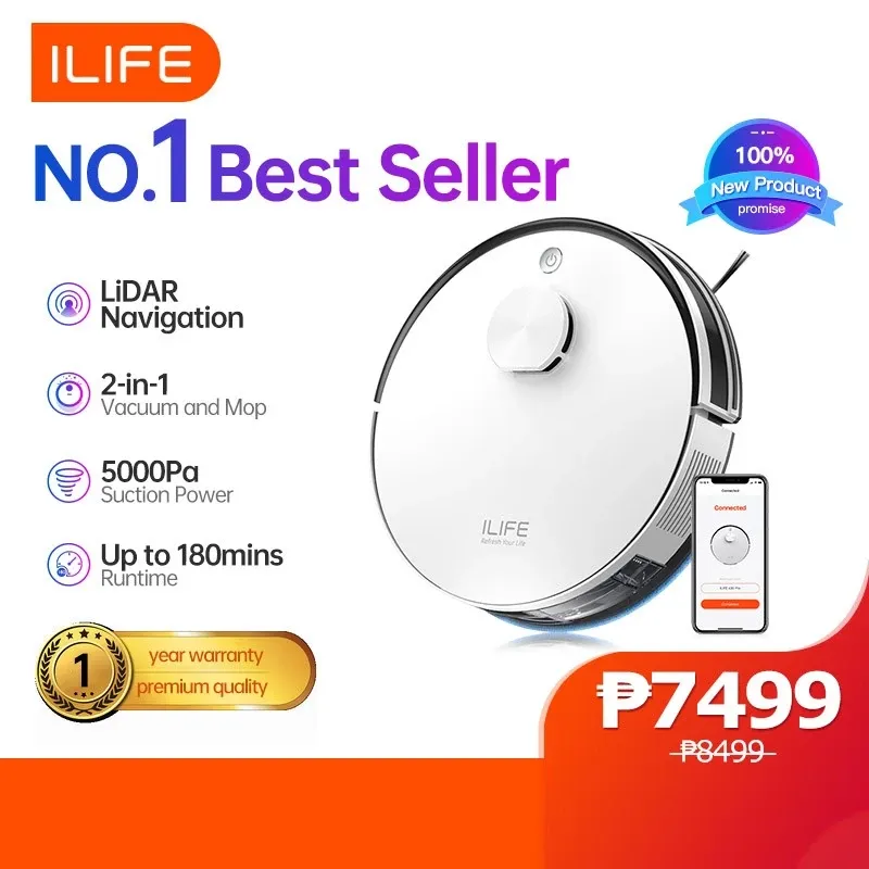 ILIFE A30 black robot vacuum with laser navigation turret