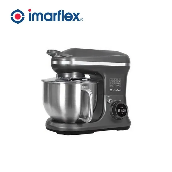 Imarflex IMX-510D 5L digital electric stand mixer with pouring shield, front view