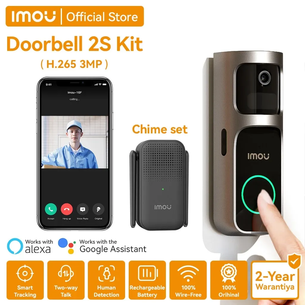 IMOU DB2S battery video doorbell with its indoor door chime unit