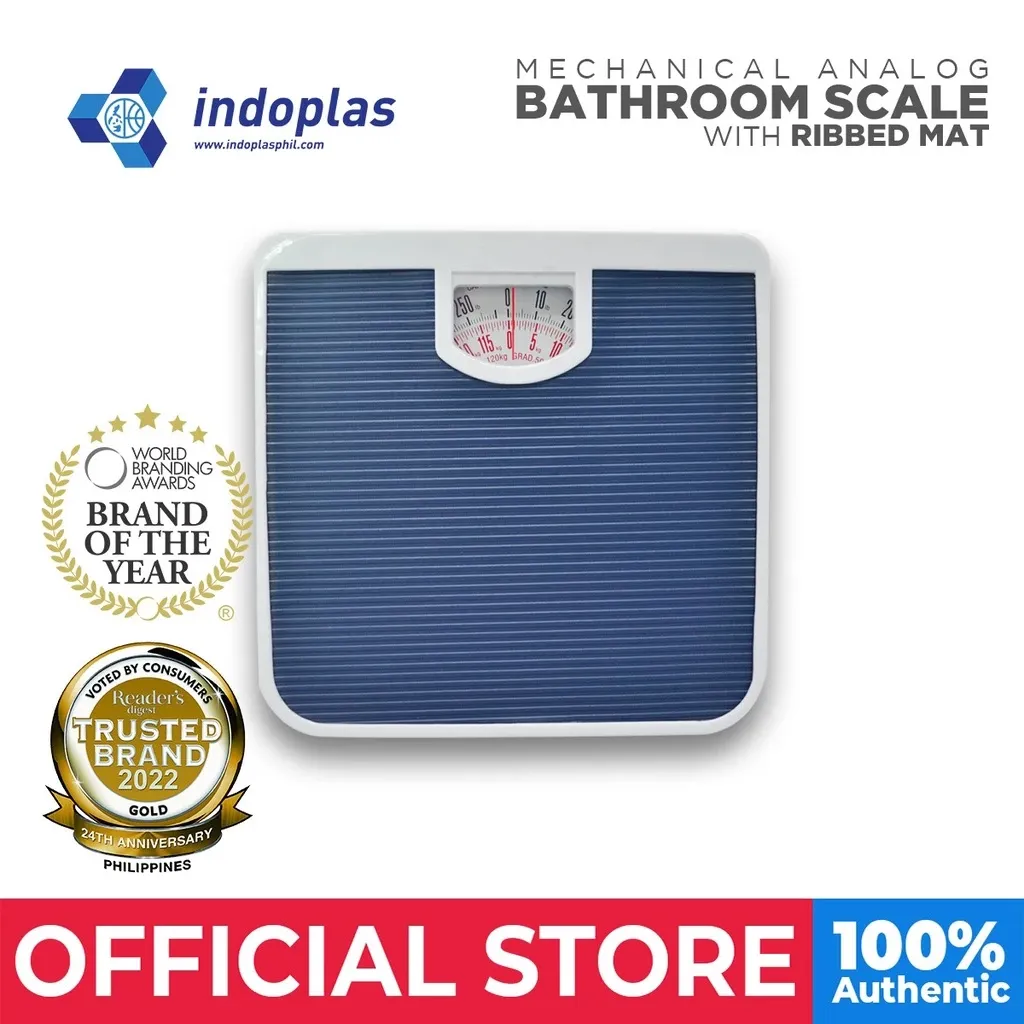 Indoplas mechanical analog bathroom scale with ribbed mat