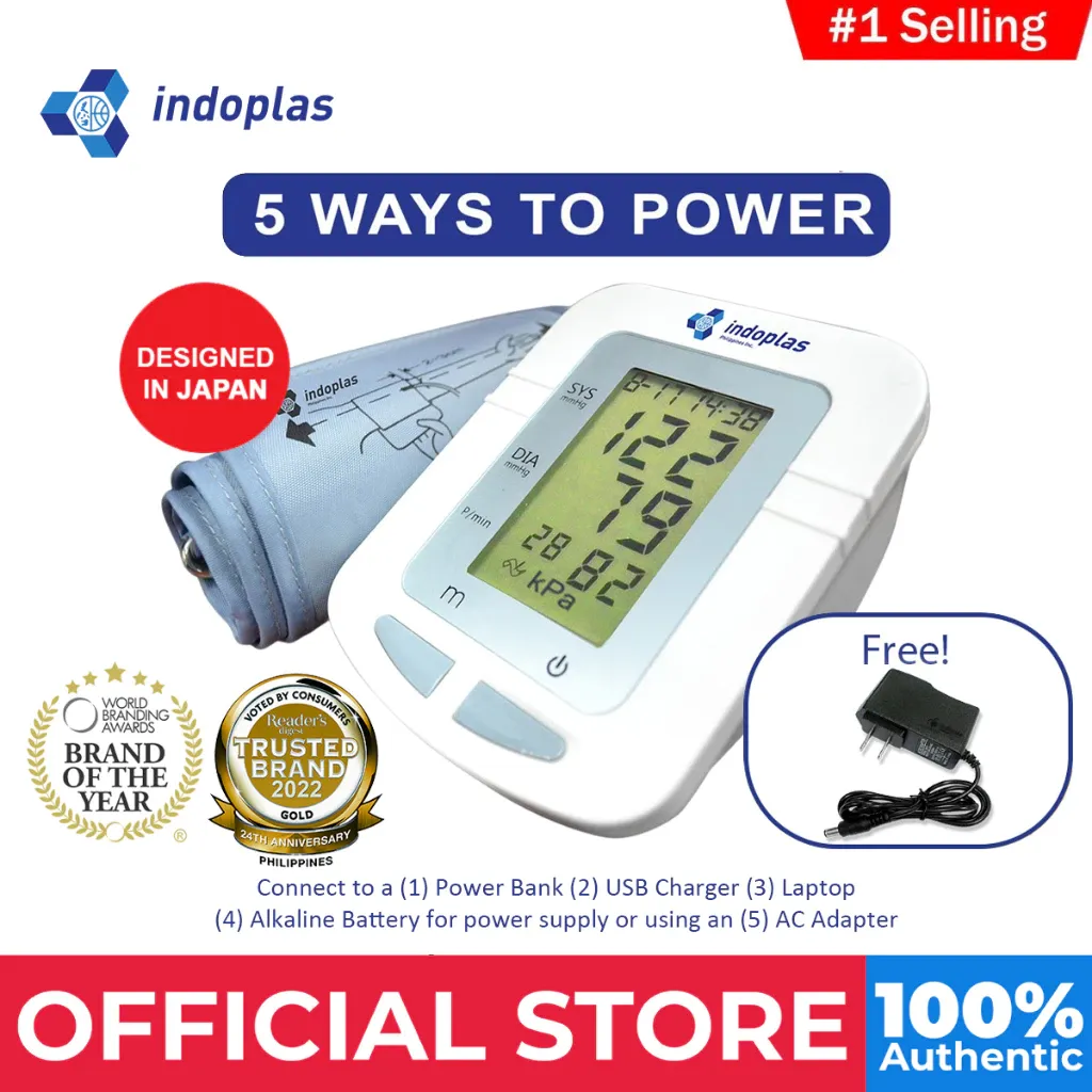 Indoplas Blood Pressure Monitor BP105 with Free Adapter