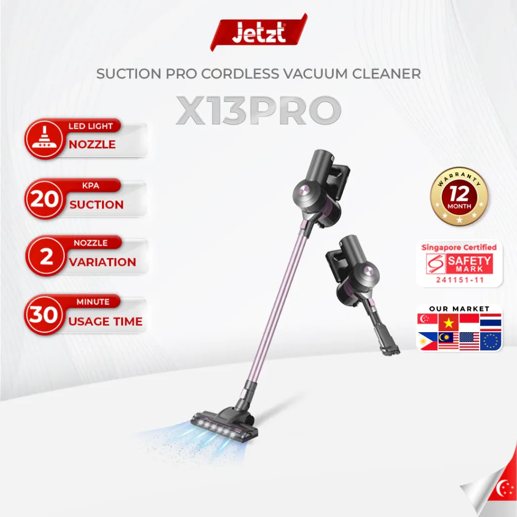 JETZT X13 PRO cordless stick vacuum in black with LED display handle