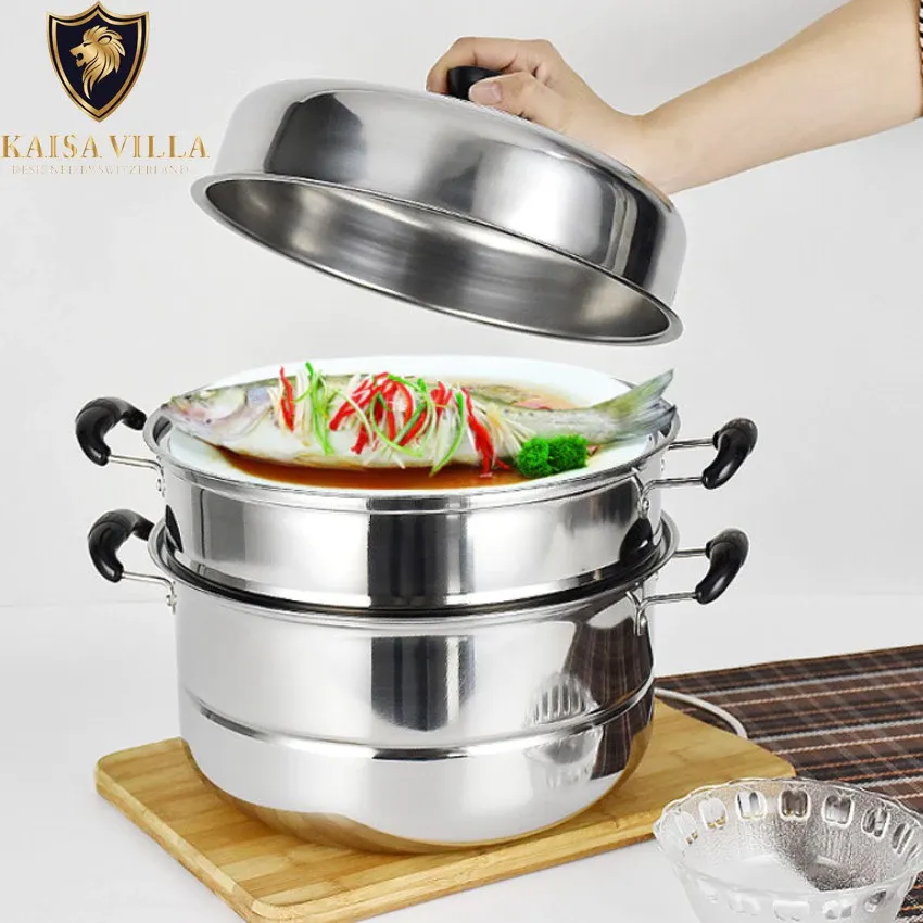Kaisa Villa 3-layer stainless steel stovetop food steamer, 26cm