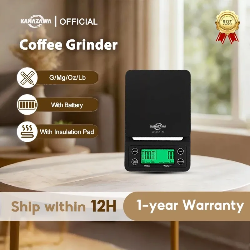 Kanazawa touch-screen digital coffee scale with insulation pad