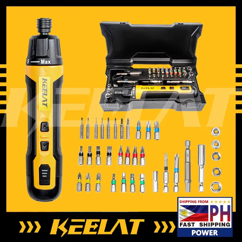 KEELAT mini cordless electric screwdriver with 42-piece bit set and case