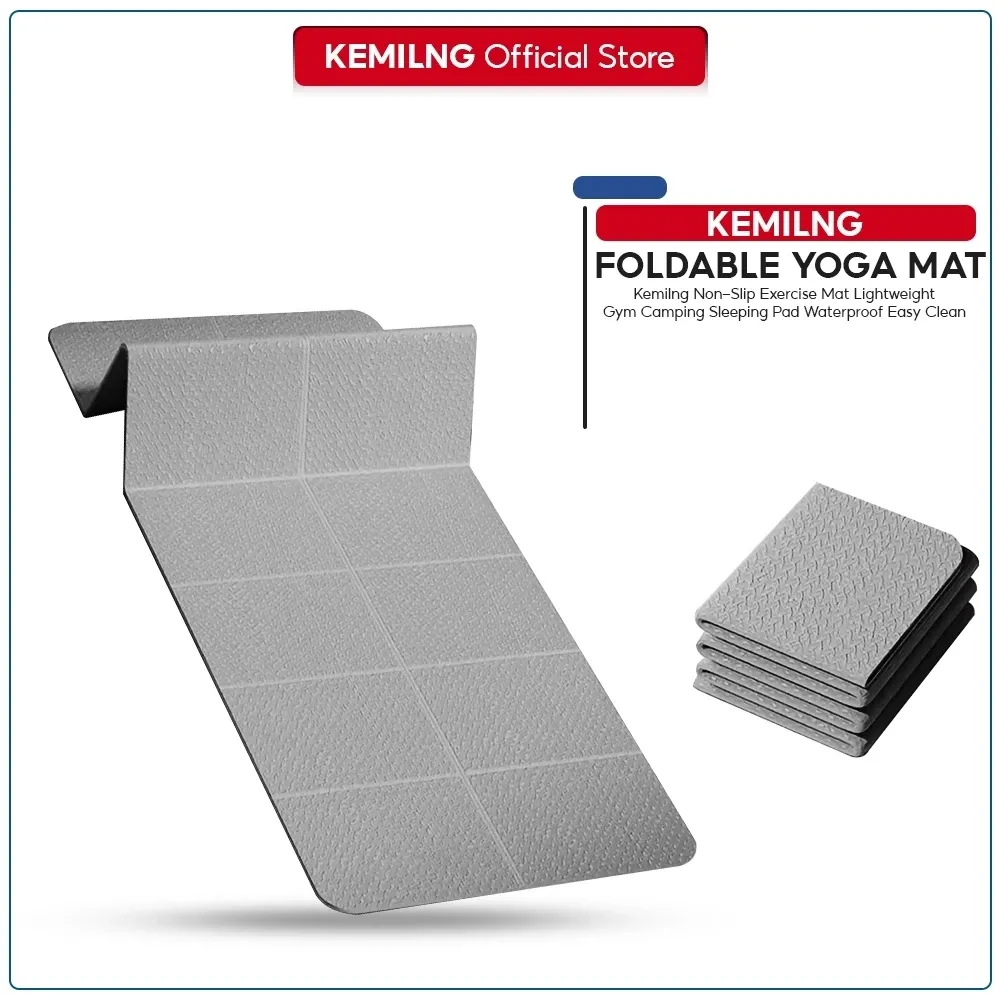 Kemilng foldable non-slip exercise mat, unfolded on the floor