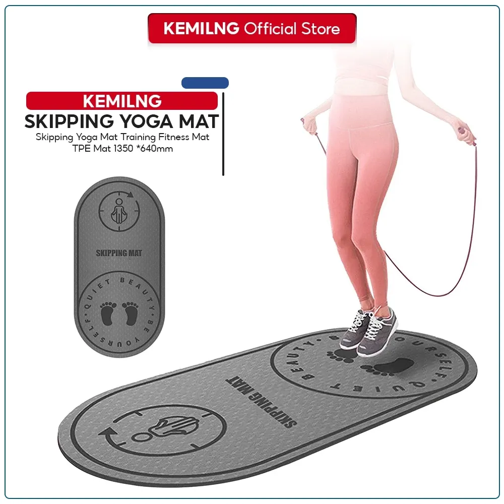 Kemilng 8mm TPE skipping and training mat rolled out