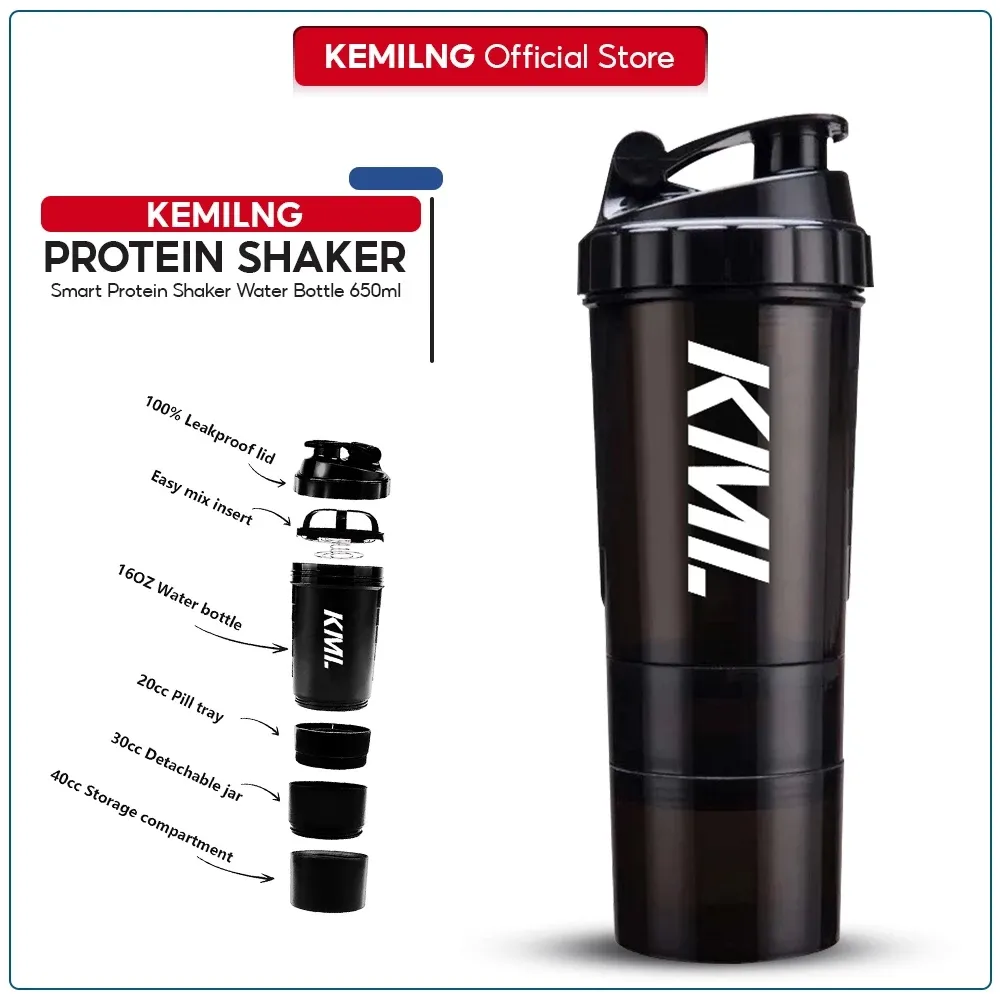Kemilng Smart 500ml protein shaker water bottle, front view