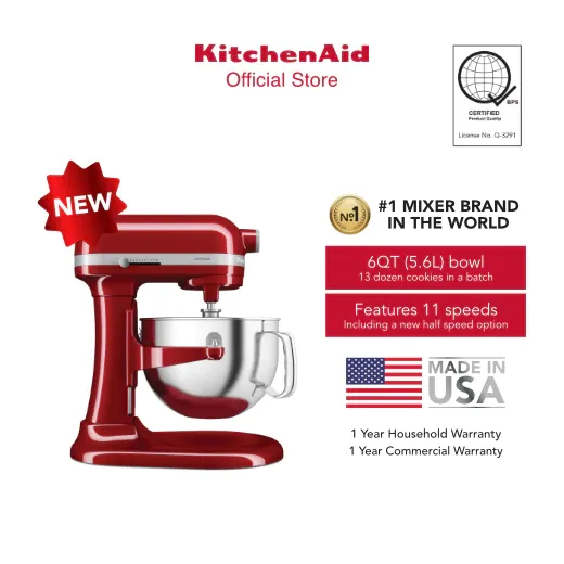 KitchenAid Artisan 5KSM60S 5.6L bowl-lift stand mixer, front view