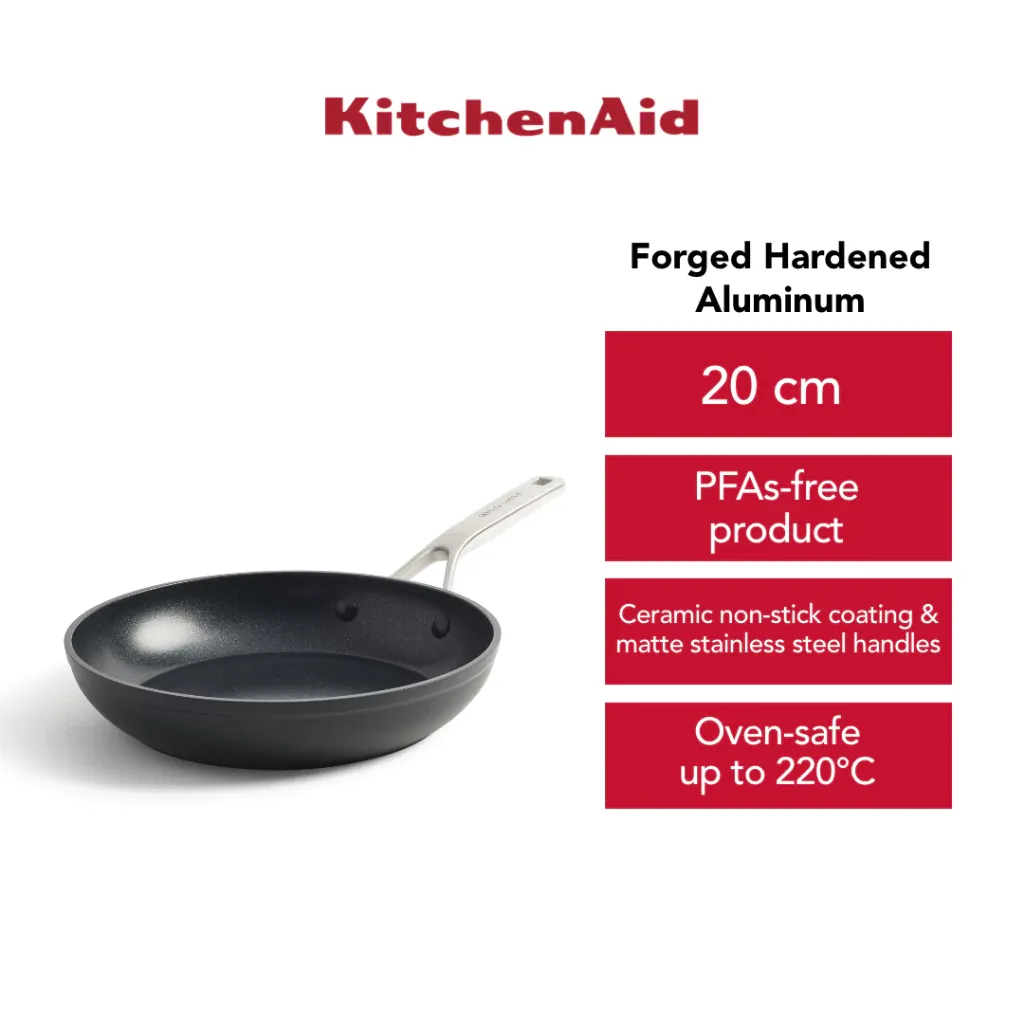 KitchenAid Forged Hardened 20cm ceramic non-stick frypan, front view