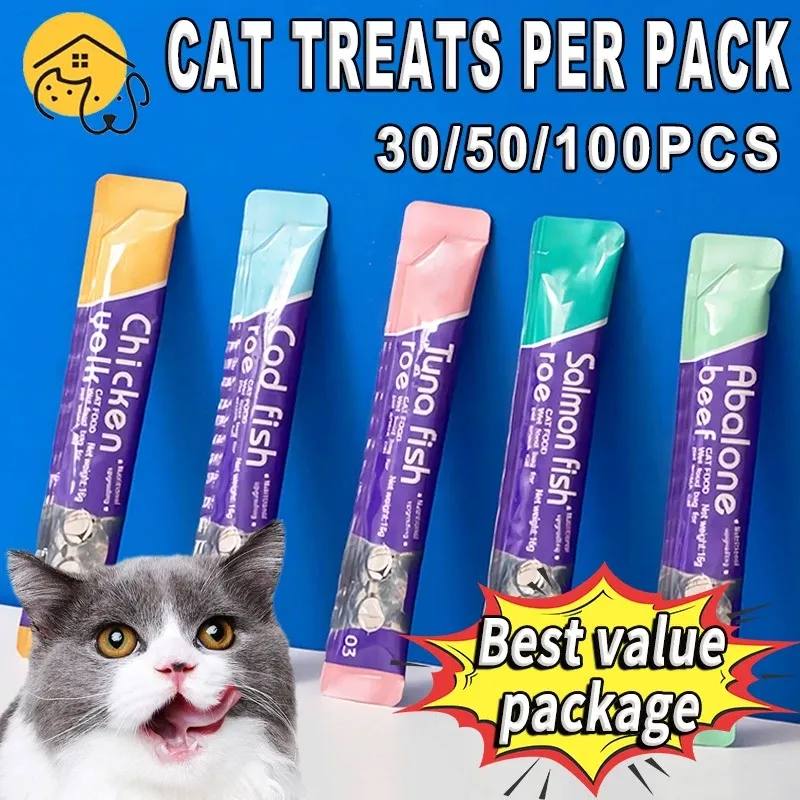 100PCS 50PCS 30PCS 20PCS Cat Treats Per Pack Cat Snack Pet Kitten Treats For Cat Strip Wet Food