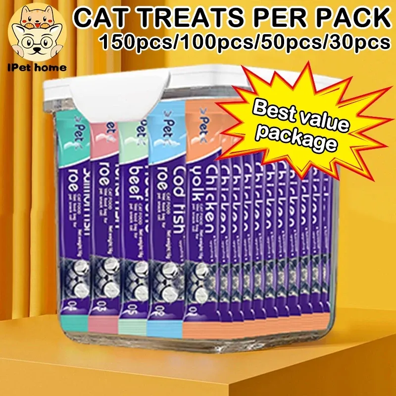 150pcs 100pcs 50pcs 30pcs Cat Treats Cat Snacks Pet Kitten Cat Treat Kitty Strip Fresh Wet Food