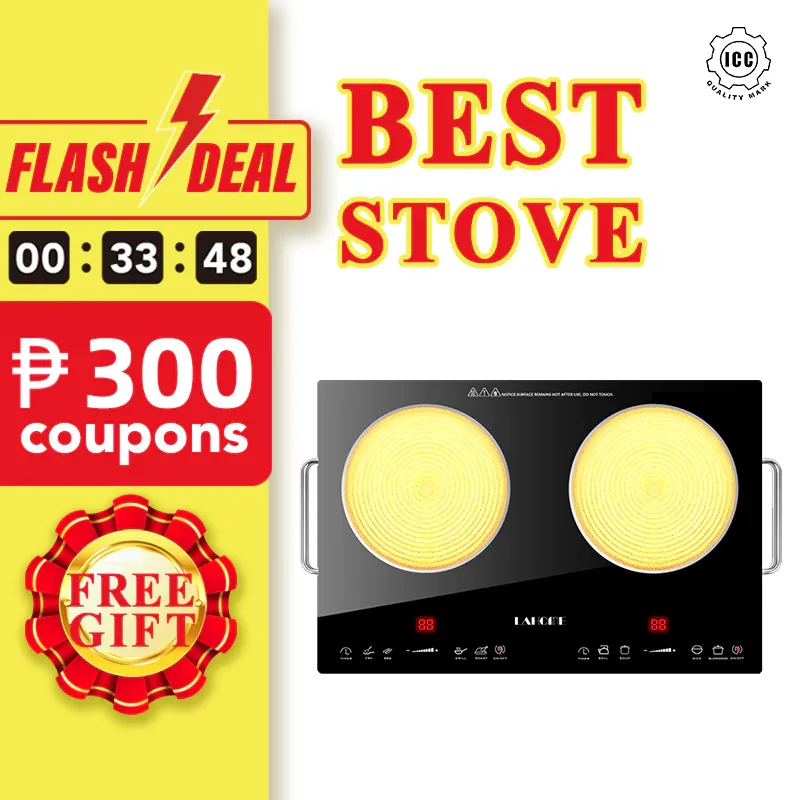 Lahome double-burner electric ceramic cooktop with touch controls