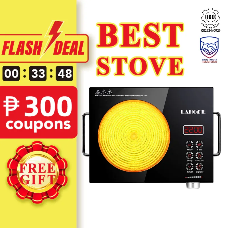 Lahome infrared electric ceramic stove with a flat black cooktop