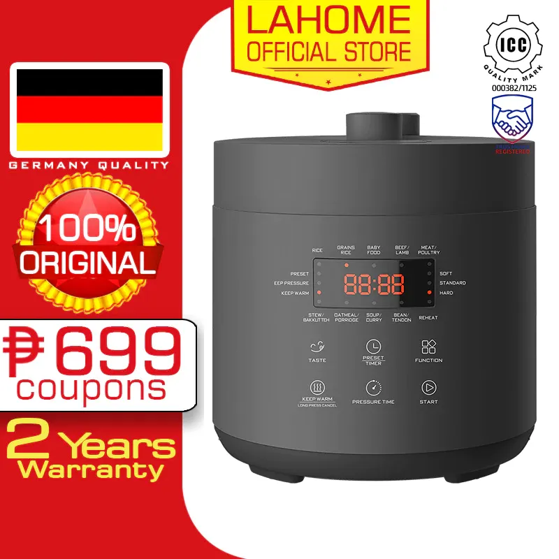 LAHOME compact smart electric pressure cooker with control buttons