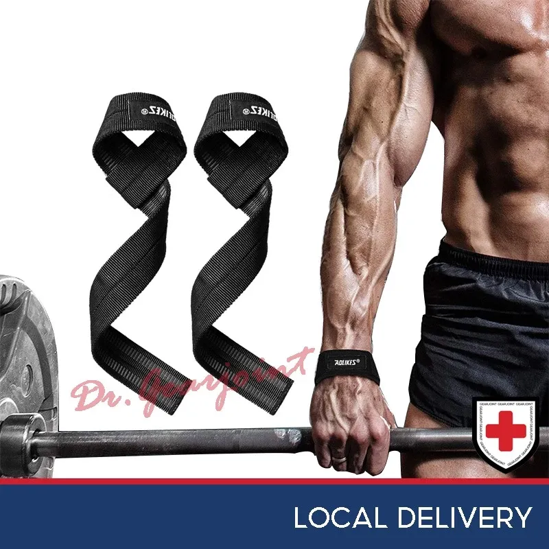 Padded weight lifting straps with wrist support for deadlifts, pair