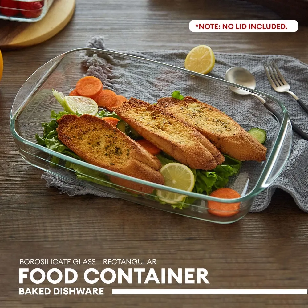 LOCAUPIN clear borosilicate glass baking plate and bread pan, oven and microwave safe, angled view