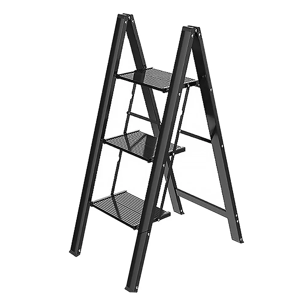 Locaupin mini 3-step foldable stool ladder with wide non-slip pedals